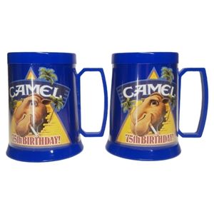 1988 Camel 75th Anniversary Blue Graphic Beer Mugs